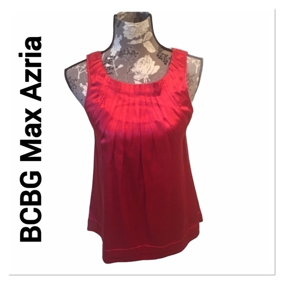 BCBG MAX AZRIA Red Pleated Silk Sleeveless Blouse size XXS - Picture 1 of 5